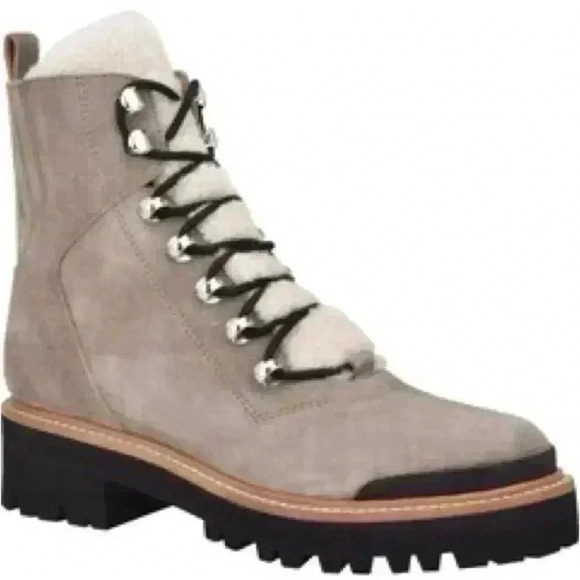 Marc Fisher LTD Izzie Gray Suede Leather Lace Up Ankle Gorpcore Winter Boot 6 - Picture 2 of 16